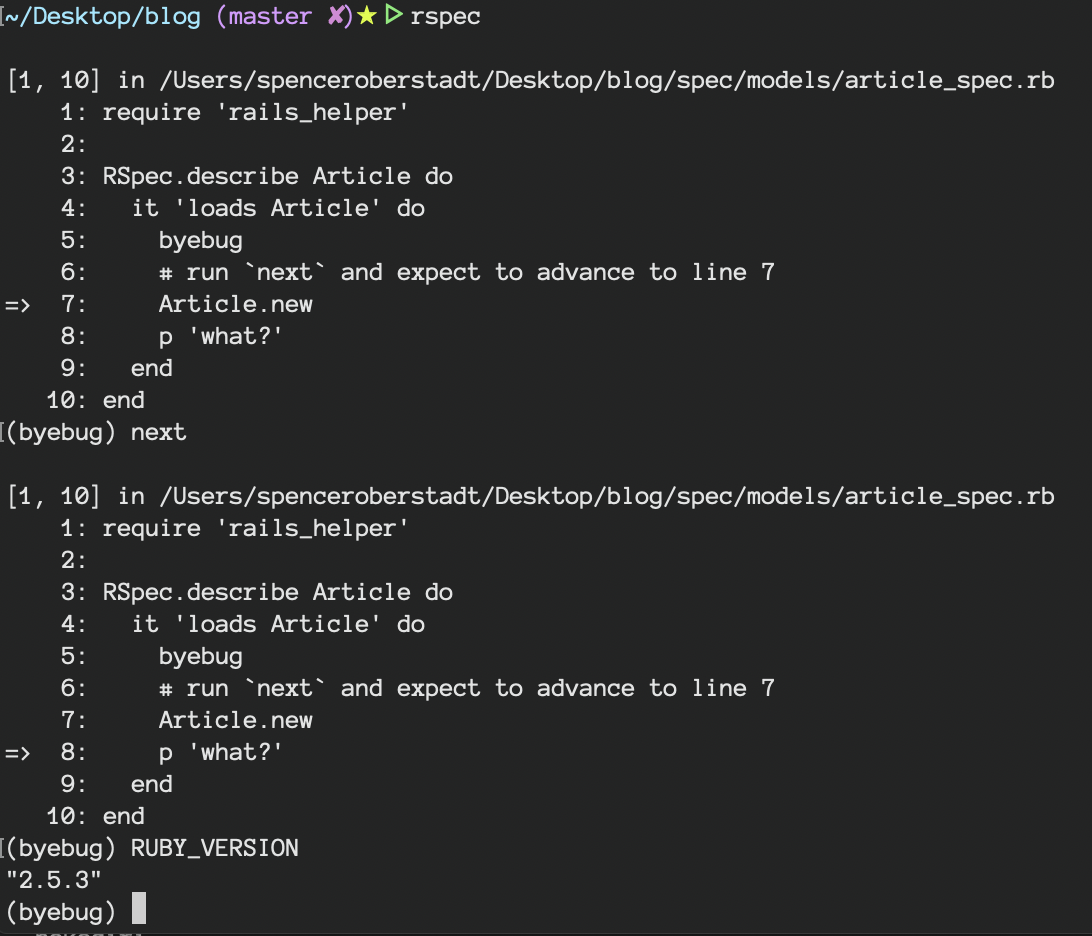 `next`ing over ActiveRecord method calls continues until next