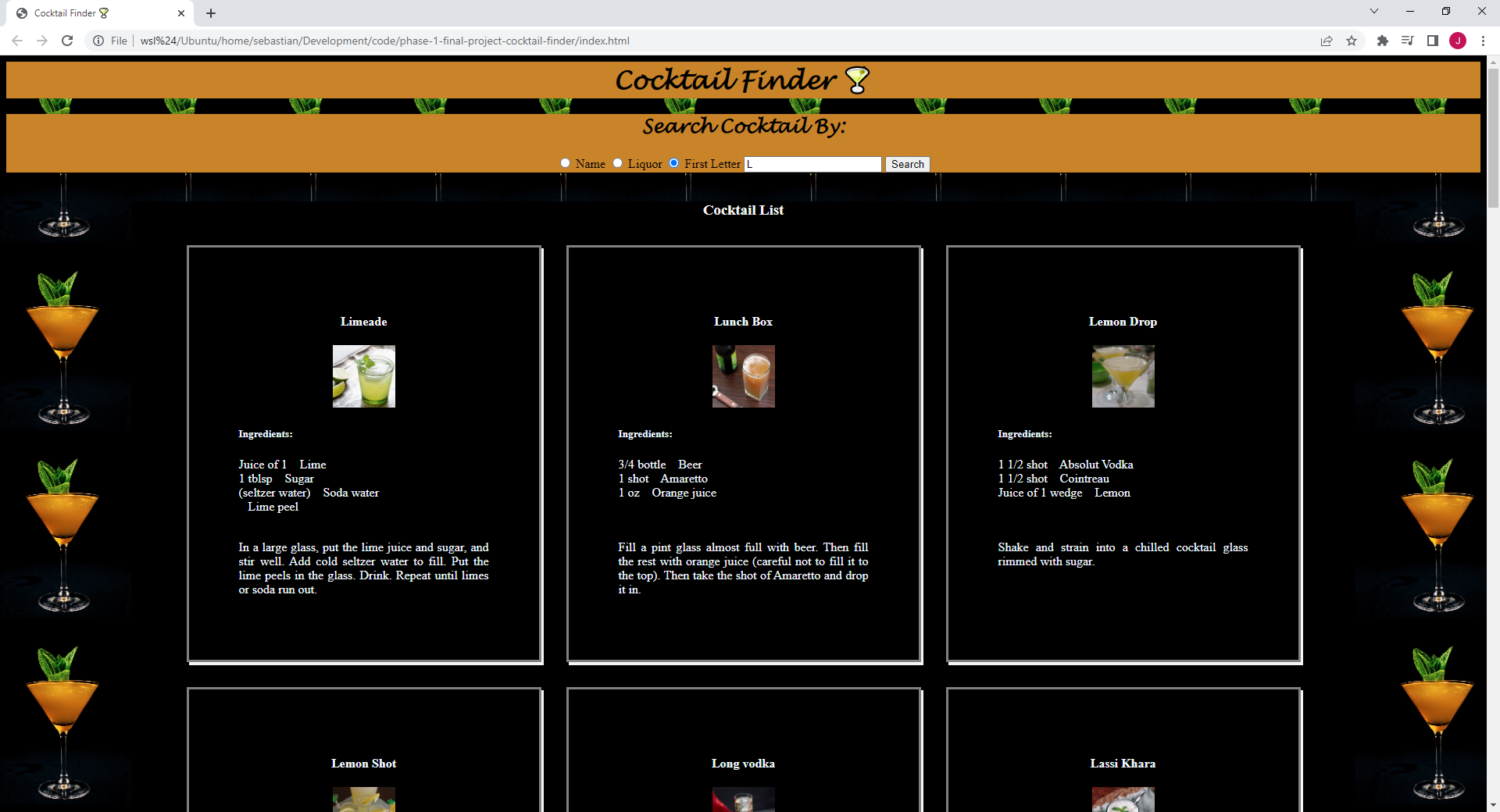 GitHub - Jsebas0721/phase-1-final-project-cocktail-finder