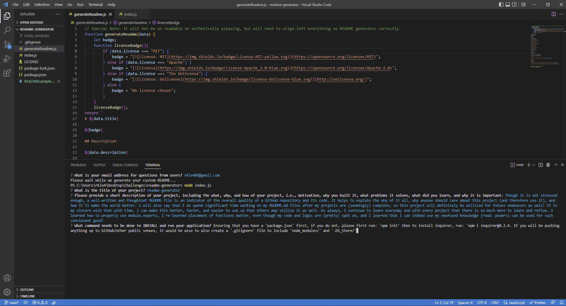 GitHub - rkle408/readme-generator: A README.md generator to help ...