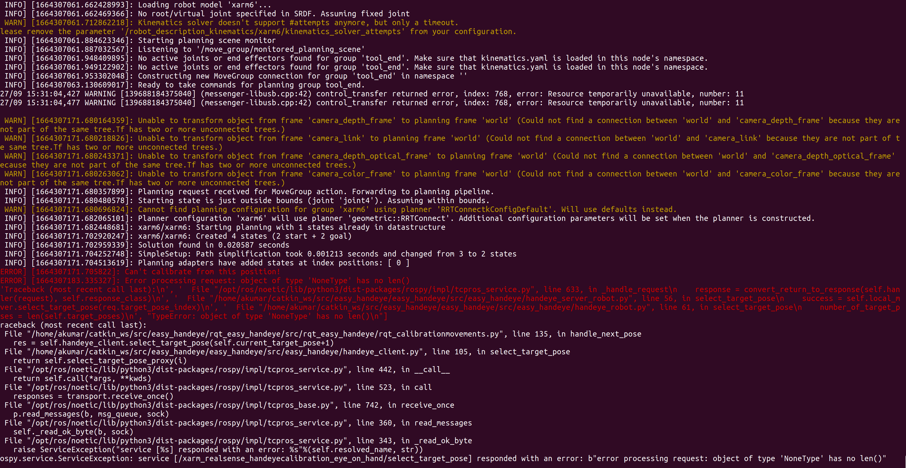 rqt_Easy_handeye_Handeye not working · Issue 130 · xArmDeveloper