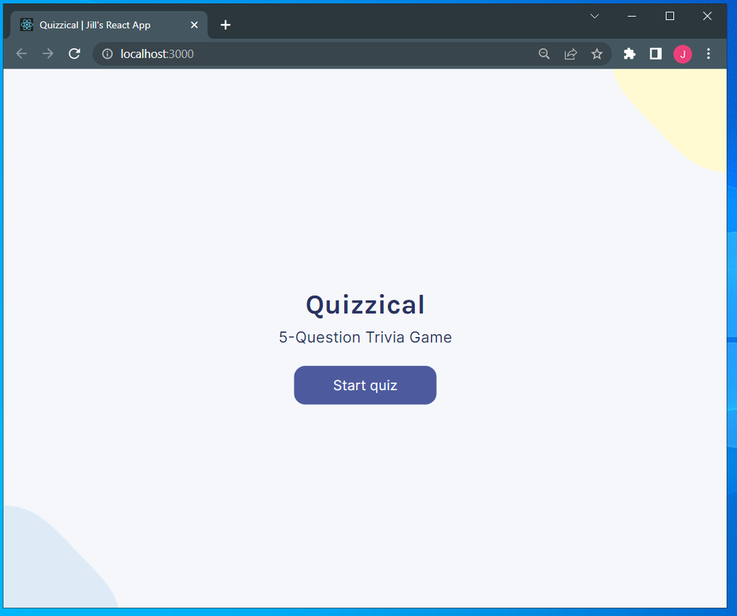 GitHub - JillOakes/react-quizzical-v2: A trivia app that pulls ...