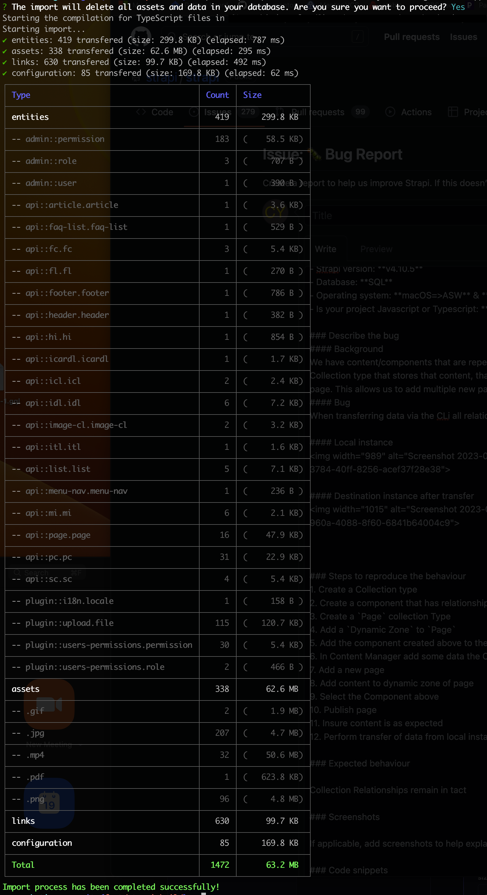 Collection type relationships missing after CLi Transfer · Issue 16811