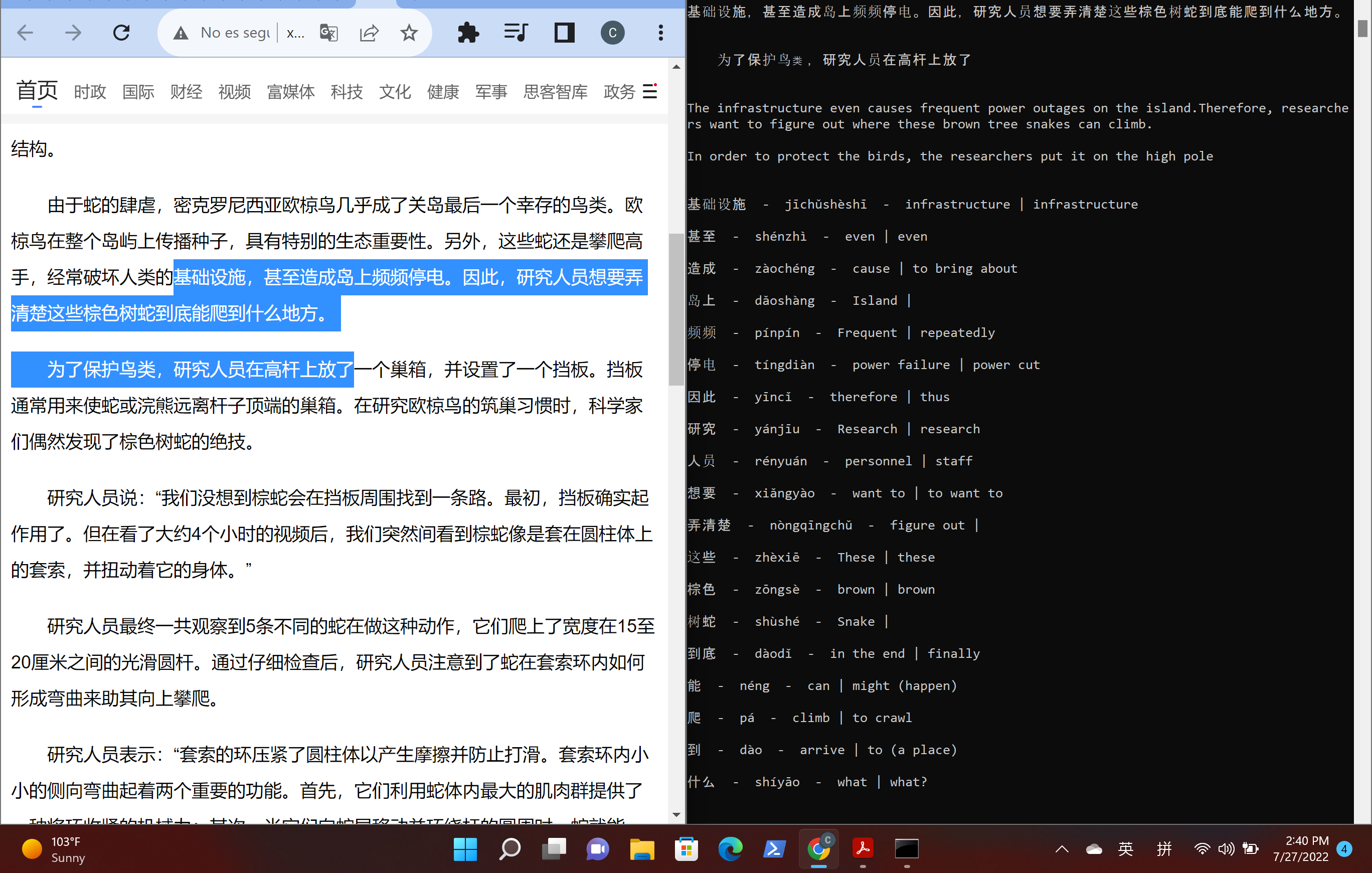 Word-By-Word Translation alt text
