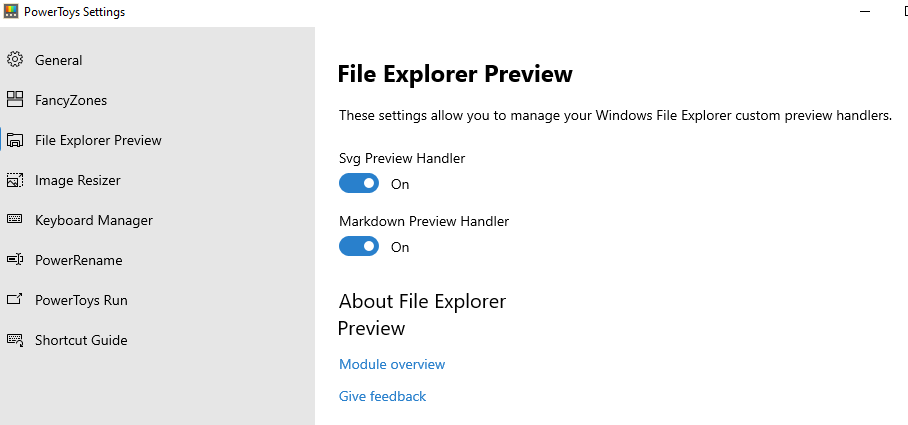 File Explorer Preview Settings