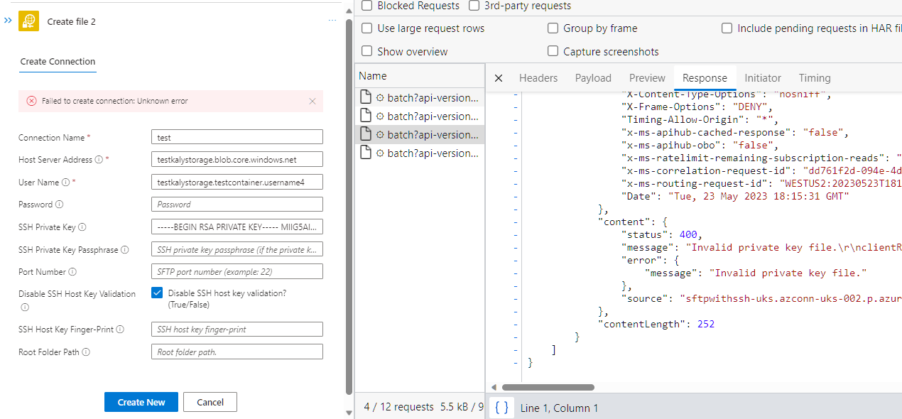 Line breaks are removed from Private Key field in both SFTP (built in