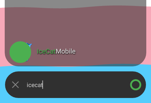 the rearch result for "icecat", showing the web browser icon covered by the icon. (app version is 3.11.9)