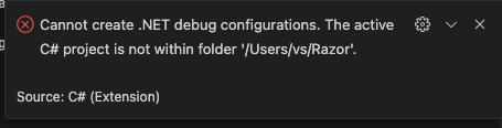 [Mac]An error "Cannot create .NET debug configurations. The active C# ...