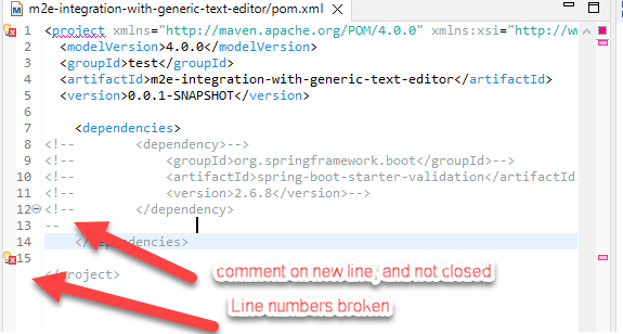 Eclipse for java 2022-09 : xml line comment not working in m2e pom ...