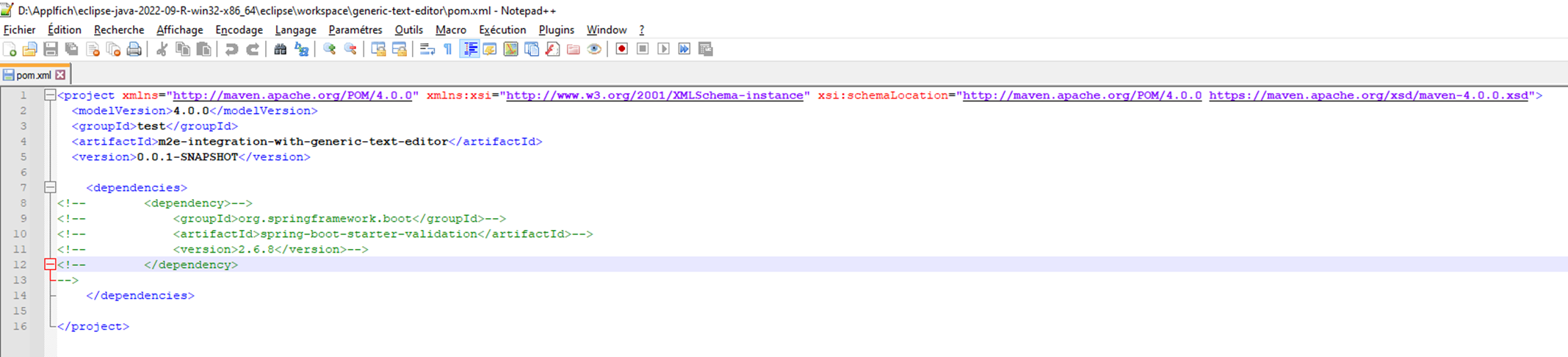 Eclipse for java 2022-09 : xml line comment not working in m2e pom ...