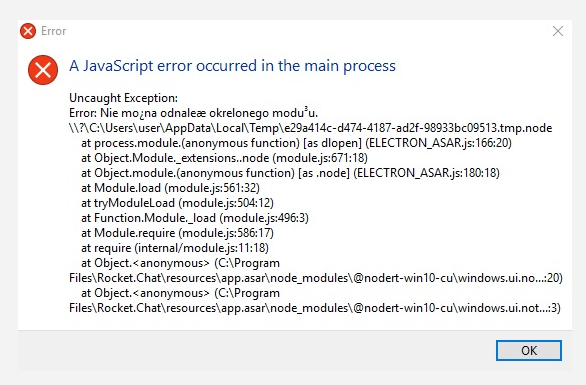 JavaScript error in the main proccess · Issue #977 · RocketChat/Rocket ...
