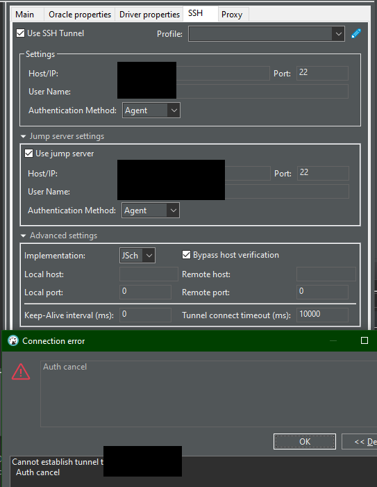 ssh tunnel attempts password auth when agent is selected · Issue 18020