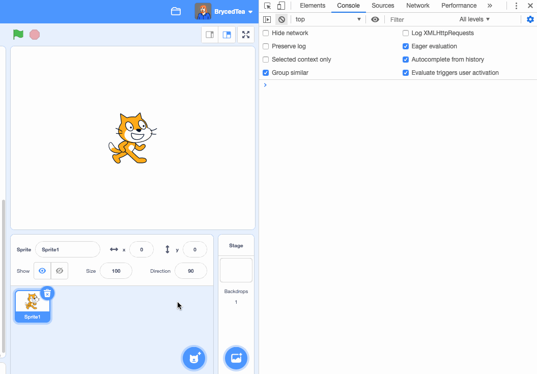 Adding a sprite with video sensing extension gives console warnings · Issue 5206