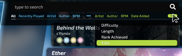 Shows inside dropdown