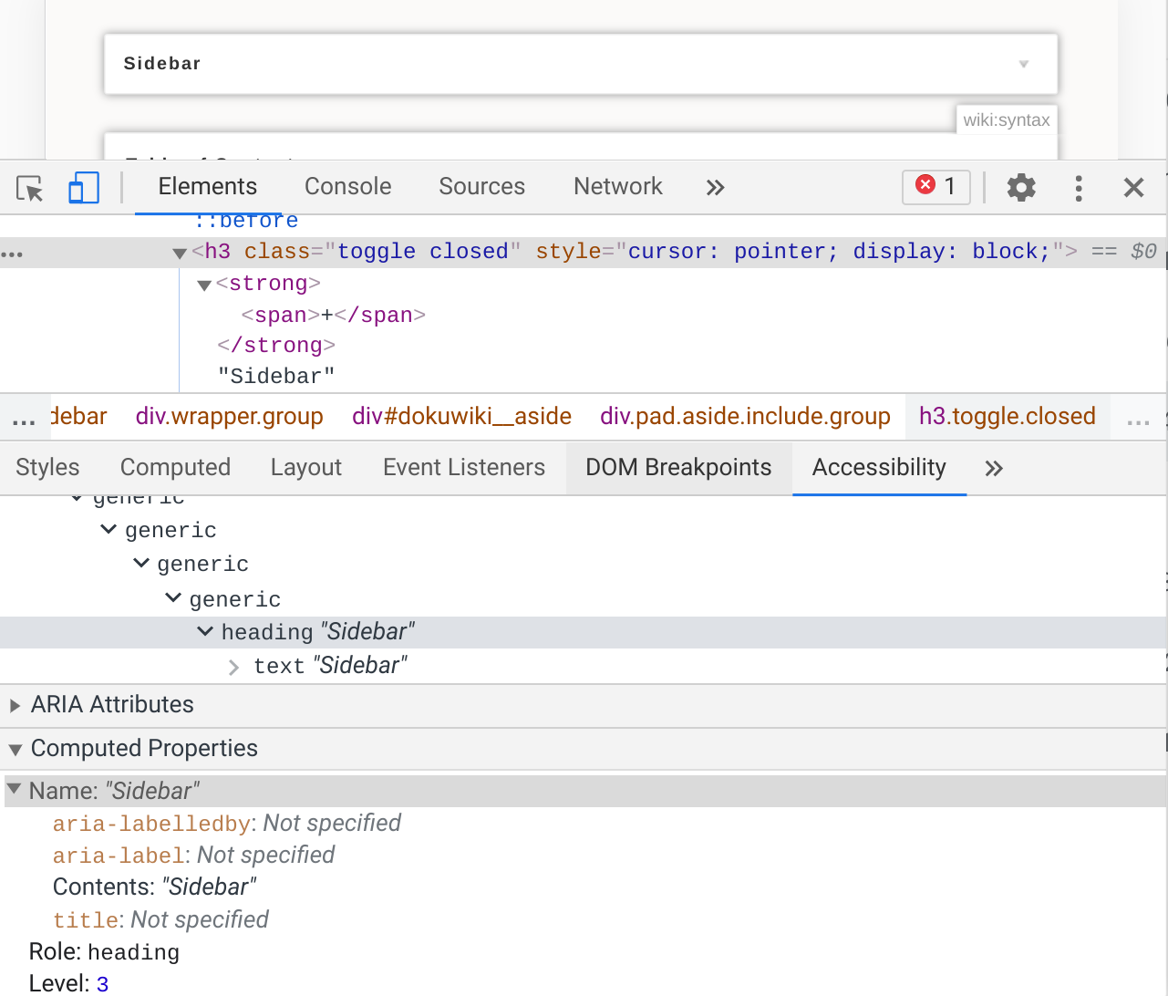 Inaccessible show/hide functionality in TOC and sidebar · Issue 3446 · dokuwiki/dokuwiki · GitHub