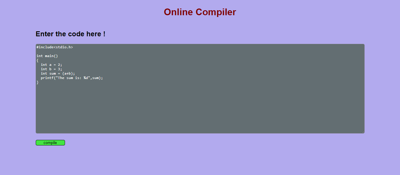 Github kishansmaran puranik online c compiler