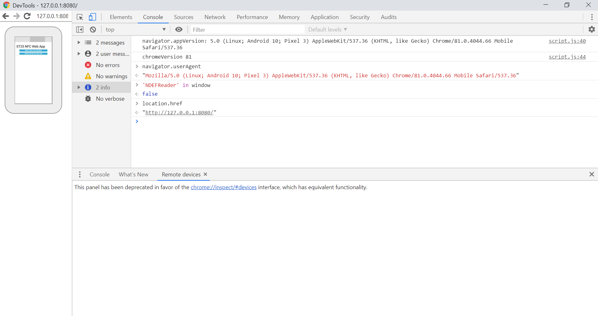 NDEFReader not found in window · Issue #677 · GoogleChrome/samples 