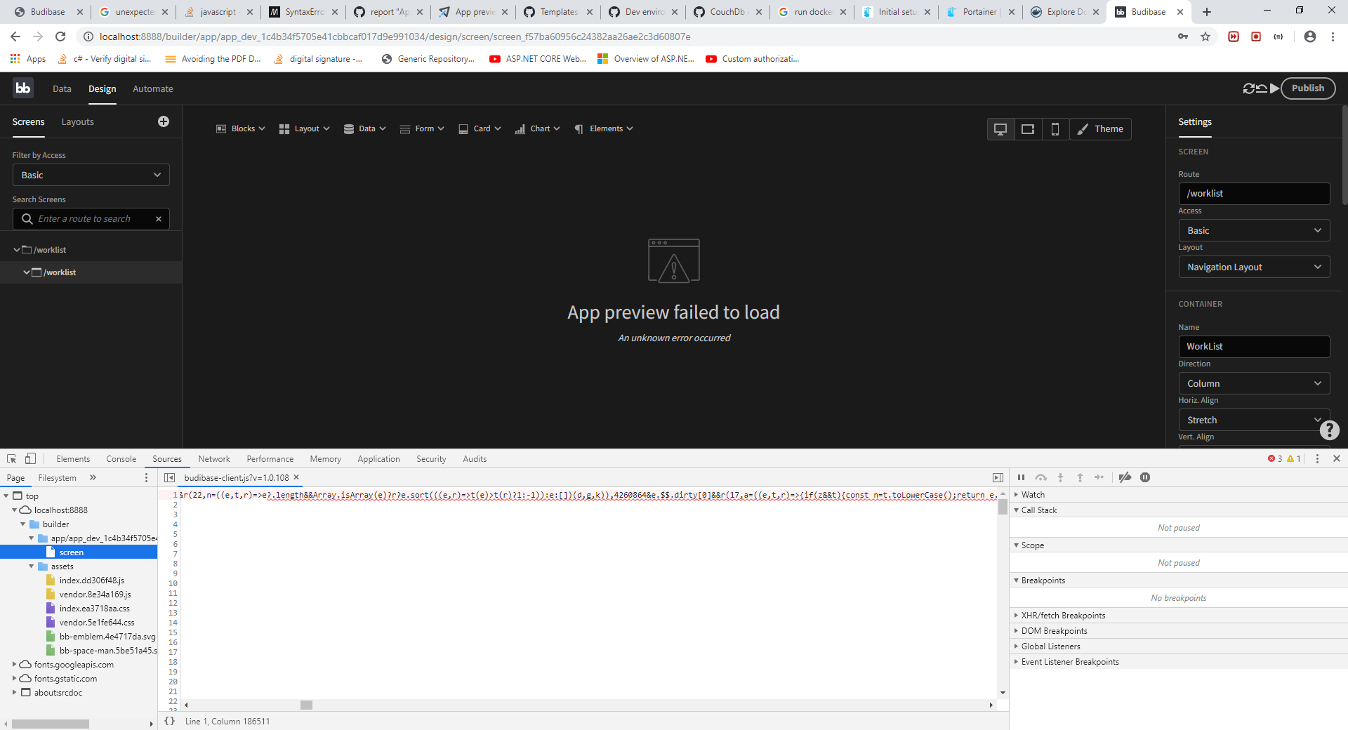 report "App preview failed to load An unknown error occurred" how to ...