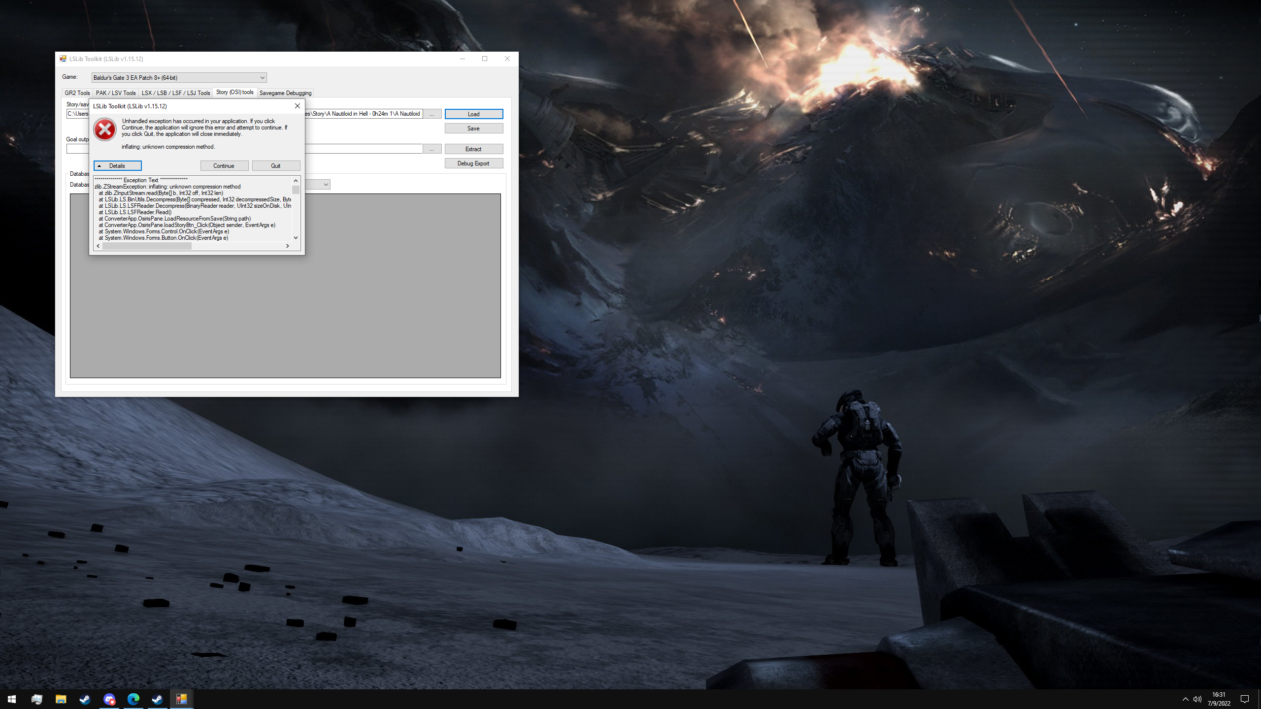 Game Crash after Story Tool change/ Can't reedit · Issue #92 · Norbyte ...