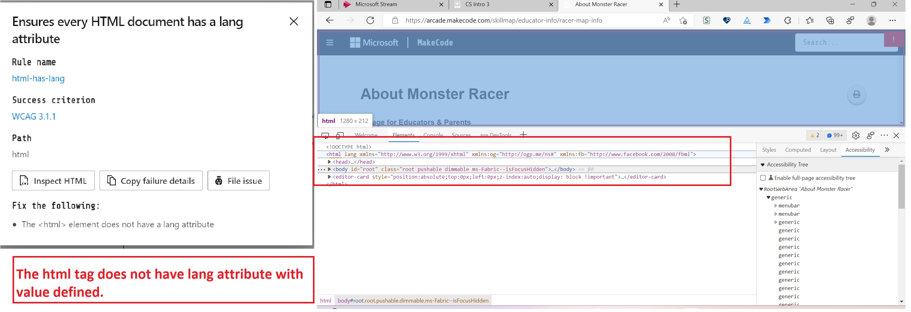 MAS3 1 1_Lang attribute is not defined on the page