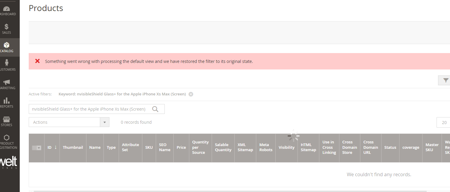 I cannot open the Catalog tab under my profile Could you please debug