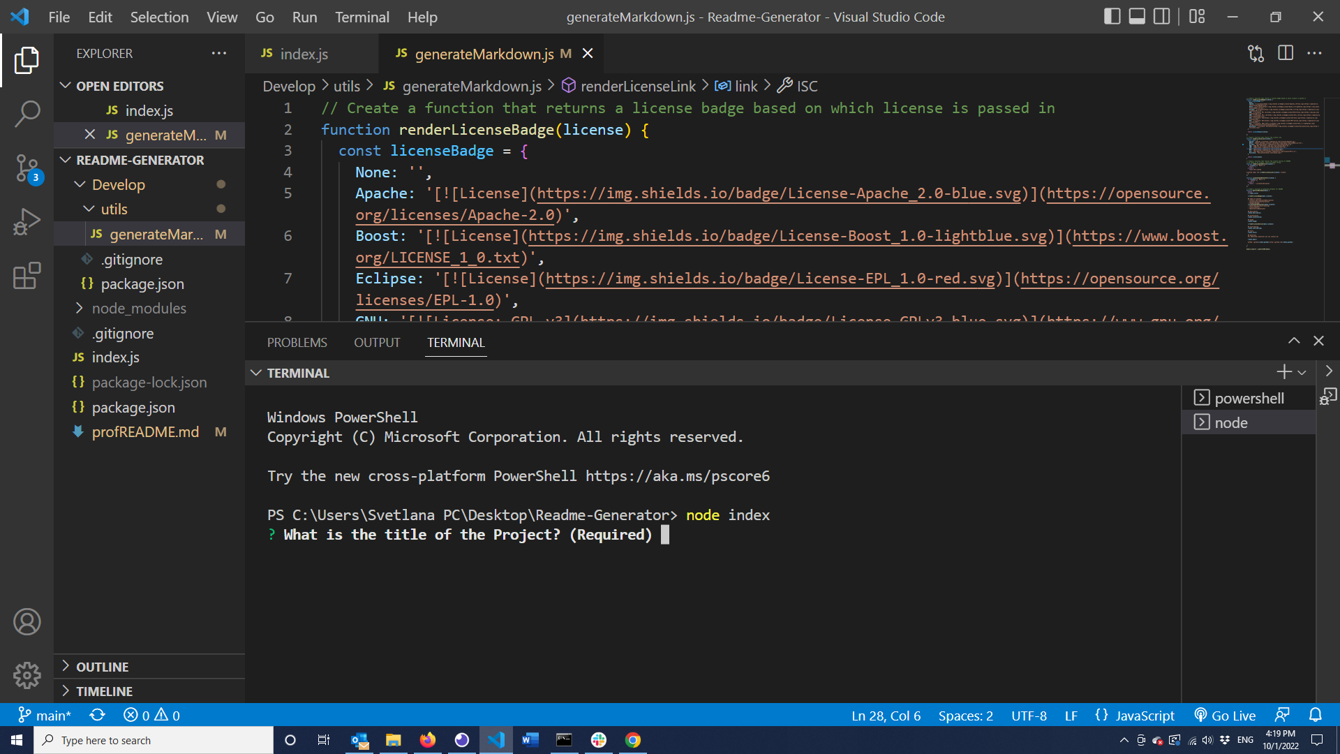 Github etasveta readme generator