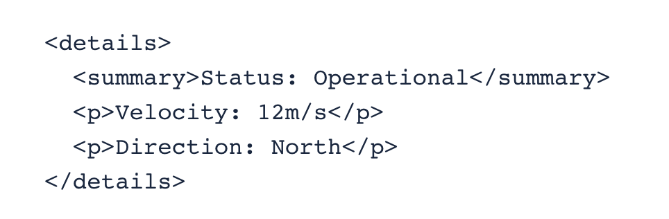 Markup Chapter code example