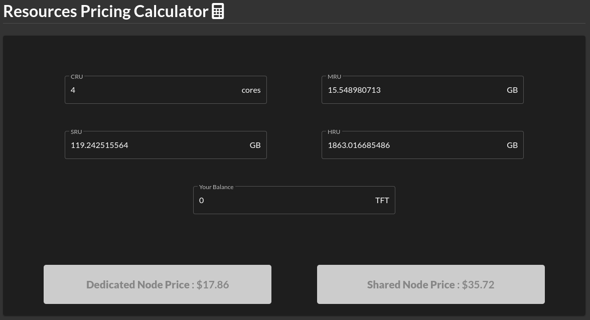 Potential error in TFT balance amount required in wallet to get