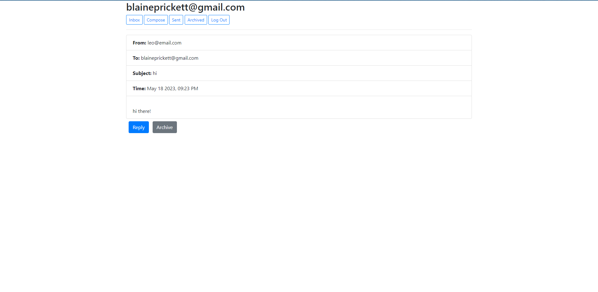 GitHub blaineprickett/CS50Mail