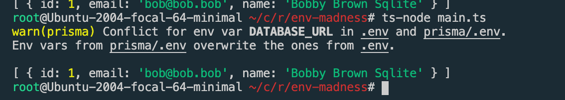 Add integration test to trigger env var warning in Prisma Client ...