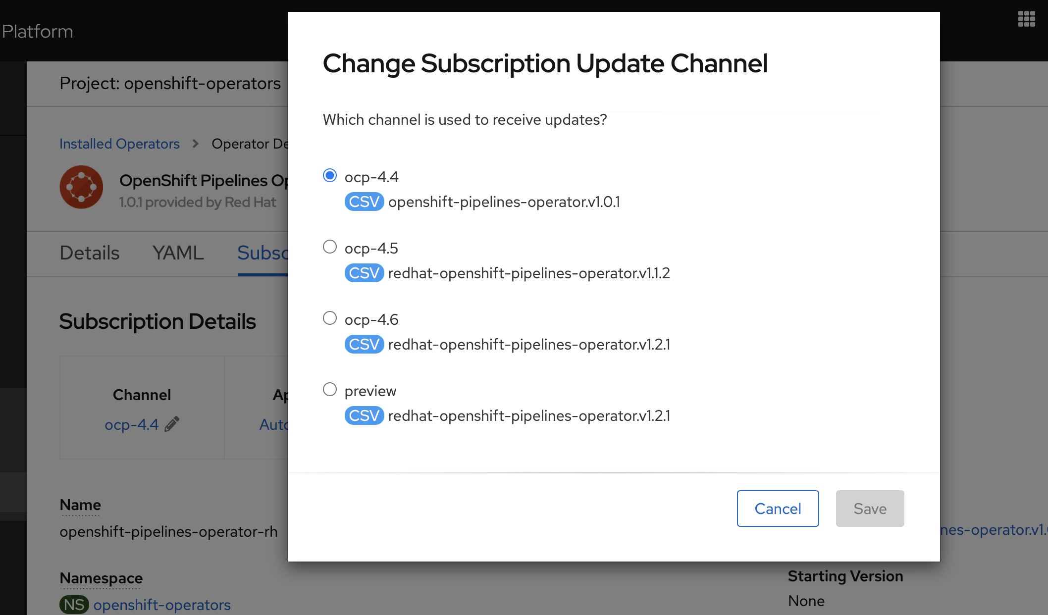 Toolkit iteration zero installs old version of OpenShift Pipelines ...