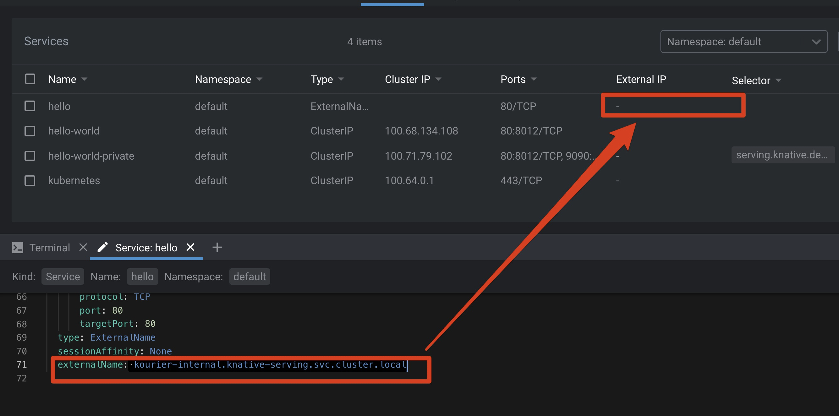 Doesn't display externalName for kubernetes Service · Issue #4179 ...