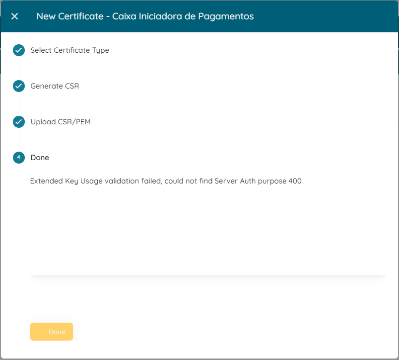 Extended Key Usage validation while uploading brcac.csr file · Issue