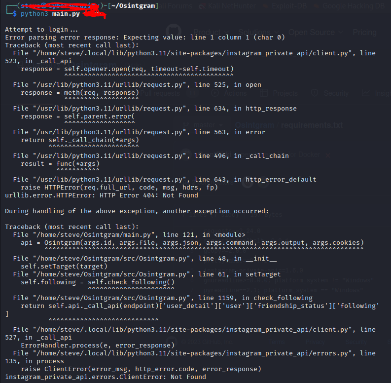 I cannot run main.py · Issue 714 · Datalux/Osintgram · GitHub