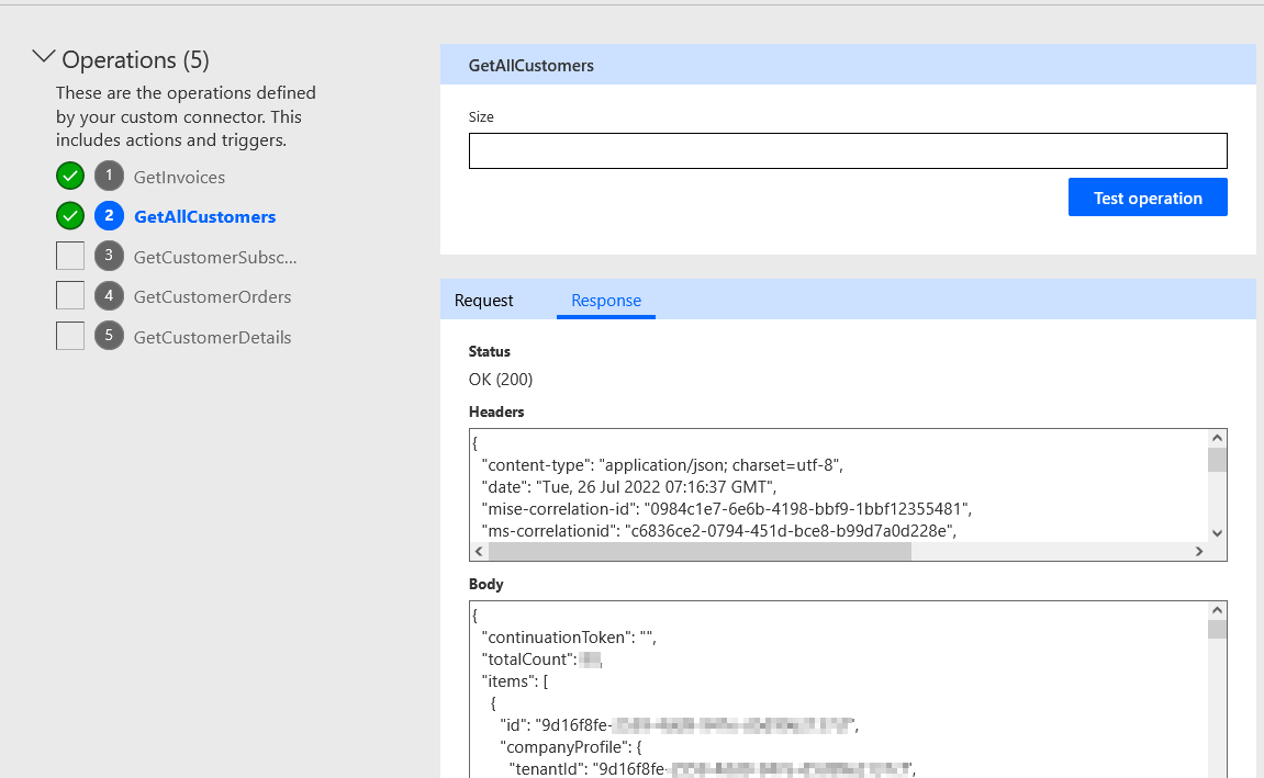 GetAllCustomers in connector