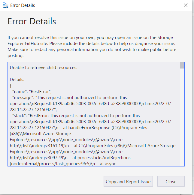 This request is not authorized to perform this operation. · Issue 5981