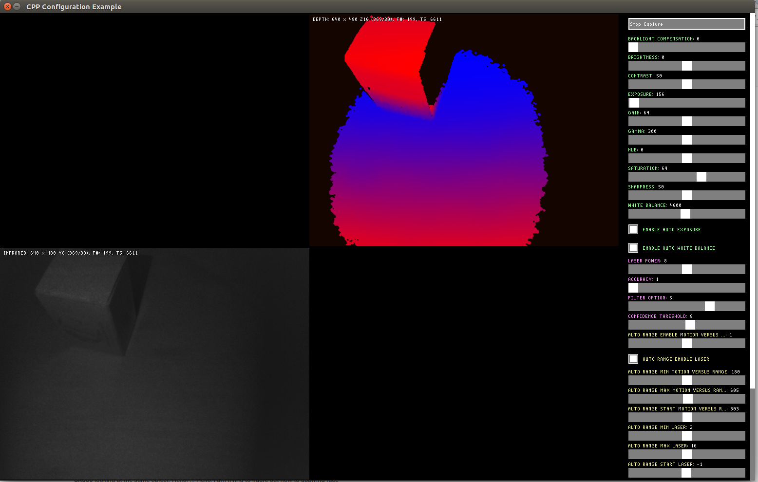 Sr300camera Python Depth image