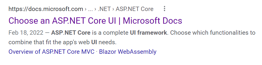 SEO Audit: Choose ASP.NET Core web UI · Issue #25200 · dotnet ...