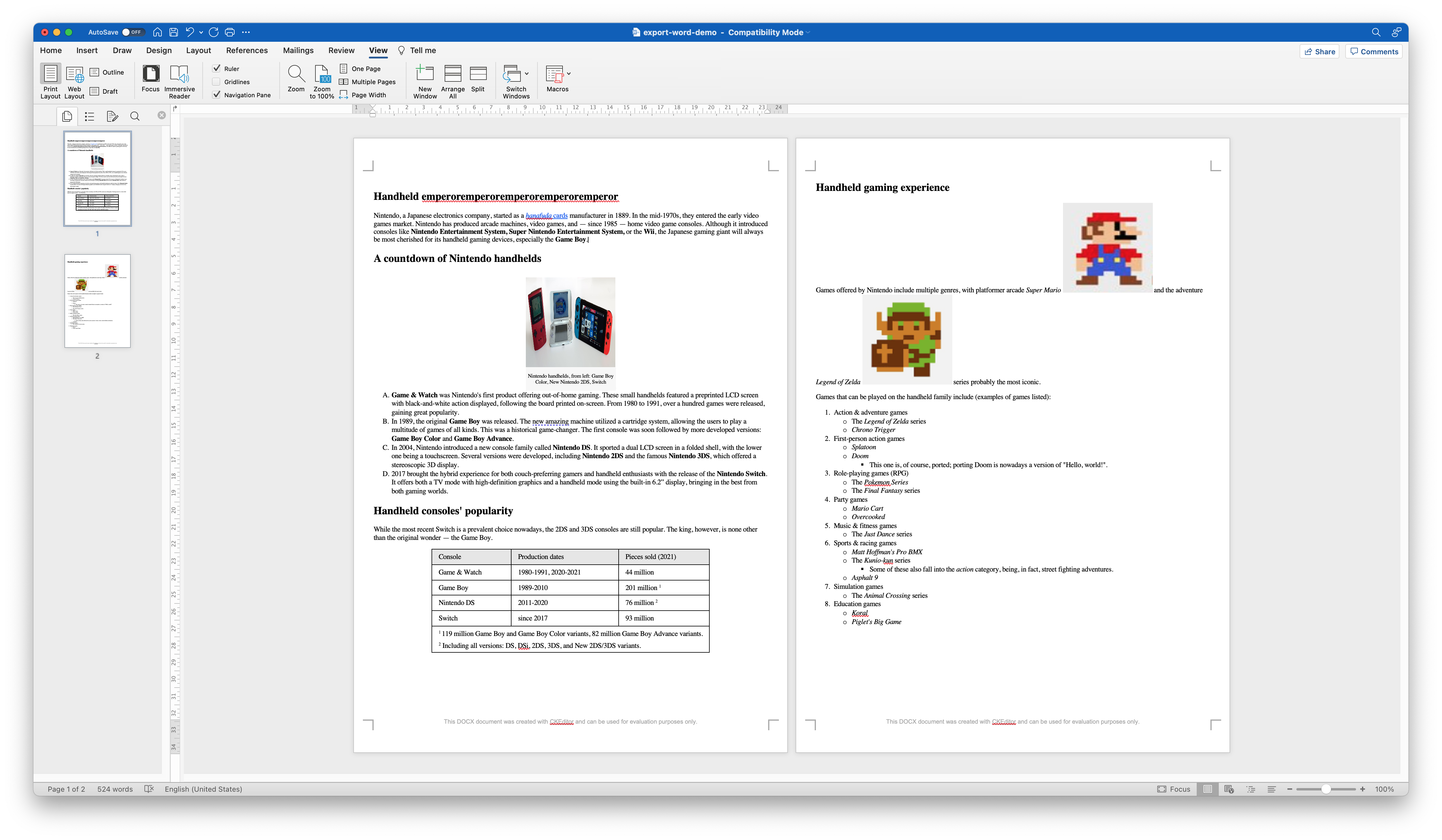 The full featured example exports mangled images to PDF/Word · Issue ...
