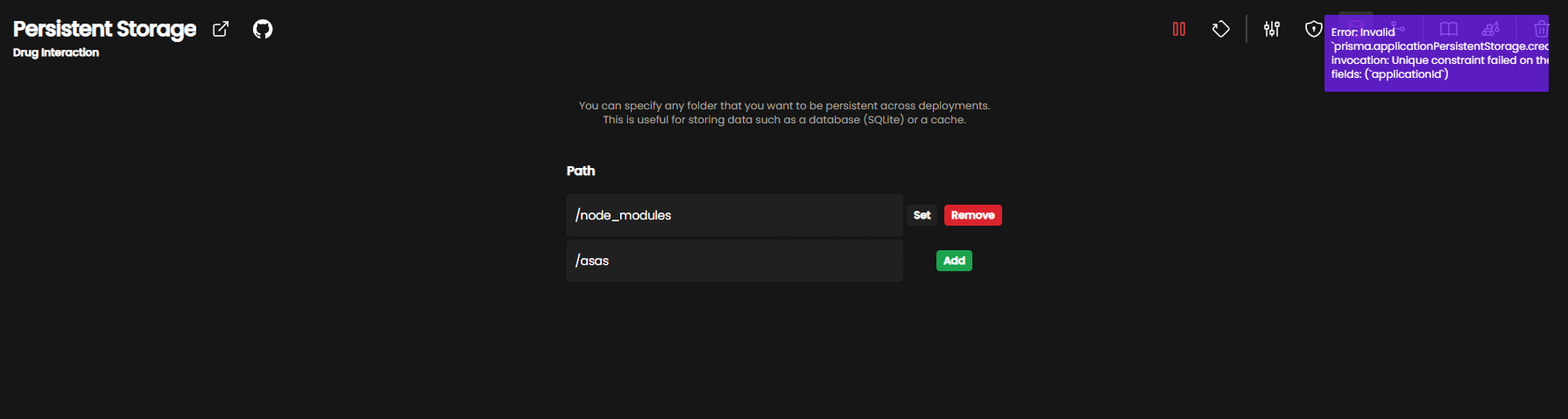 Bug when adding more than one Persistent Storage in any app · Issue ...