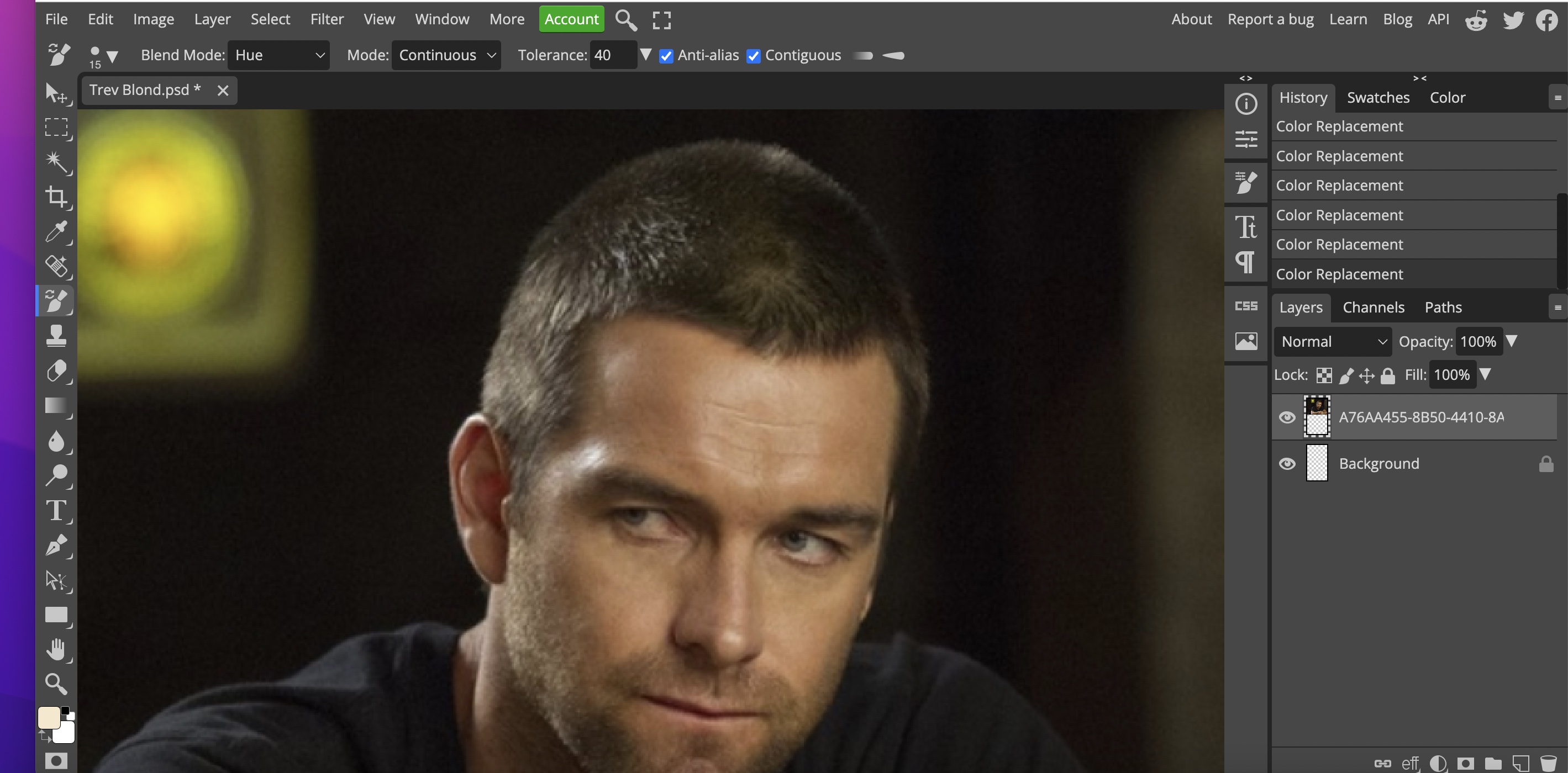 Color replacement tool not working · Issue 4607 · photopea/photopea