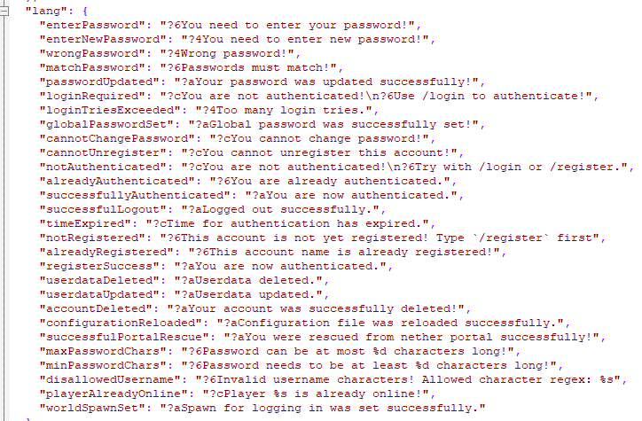 Color formatting is not working · Issue #5 · samolego/SimpleAuth · GitHub