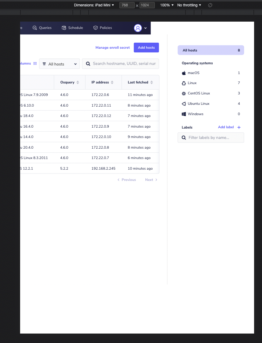 Small screen breaks · Issue #5070 · fleetdm/fleet · GitHub