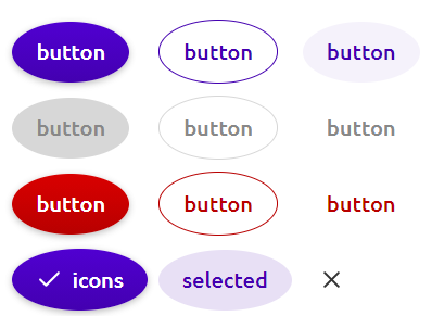 buttons with 50% border radius