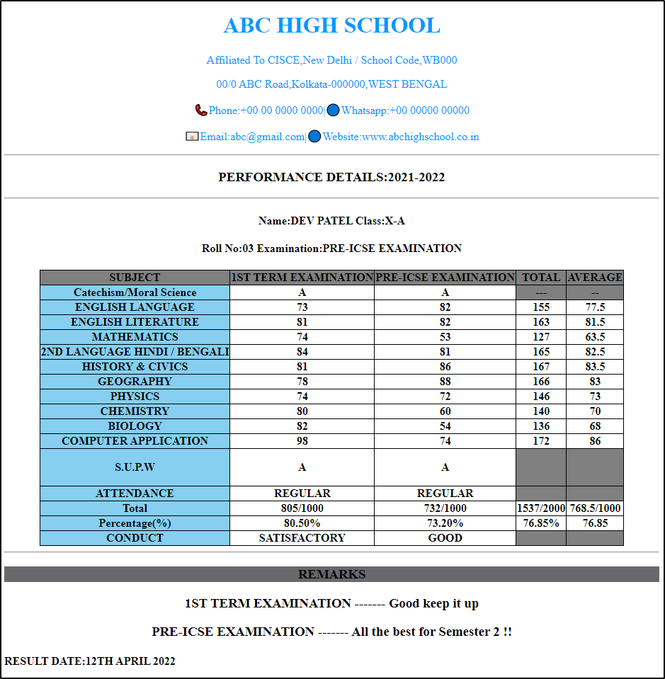 GitHub - dev1234560/Report-Card-With-HTML: Static Report Card