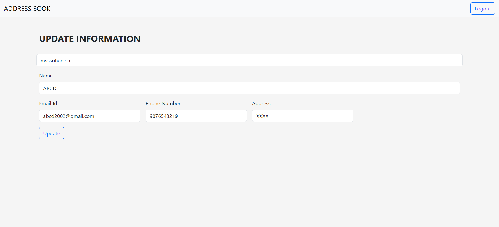 GitHub mvssriharsha023/AddressBook
