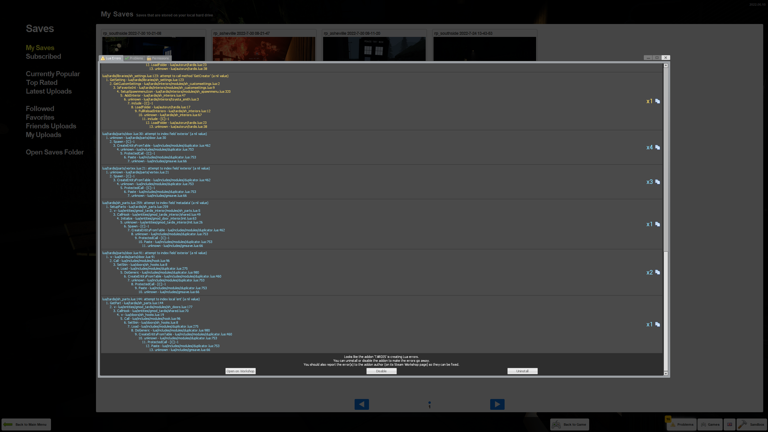 I Want To Make Game Saves But When I Load Them I Just Get Lua Errors Bytemeta