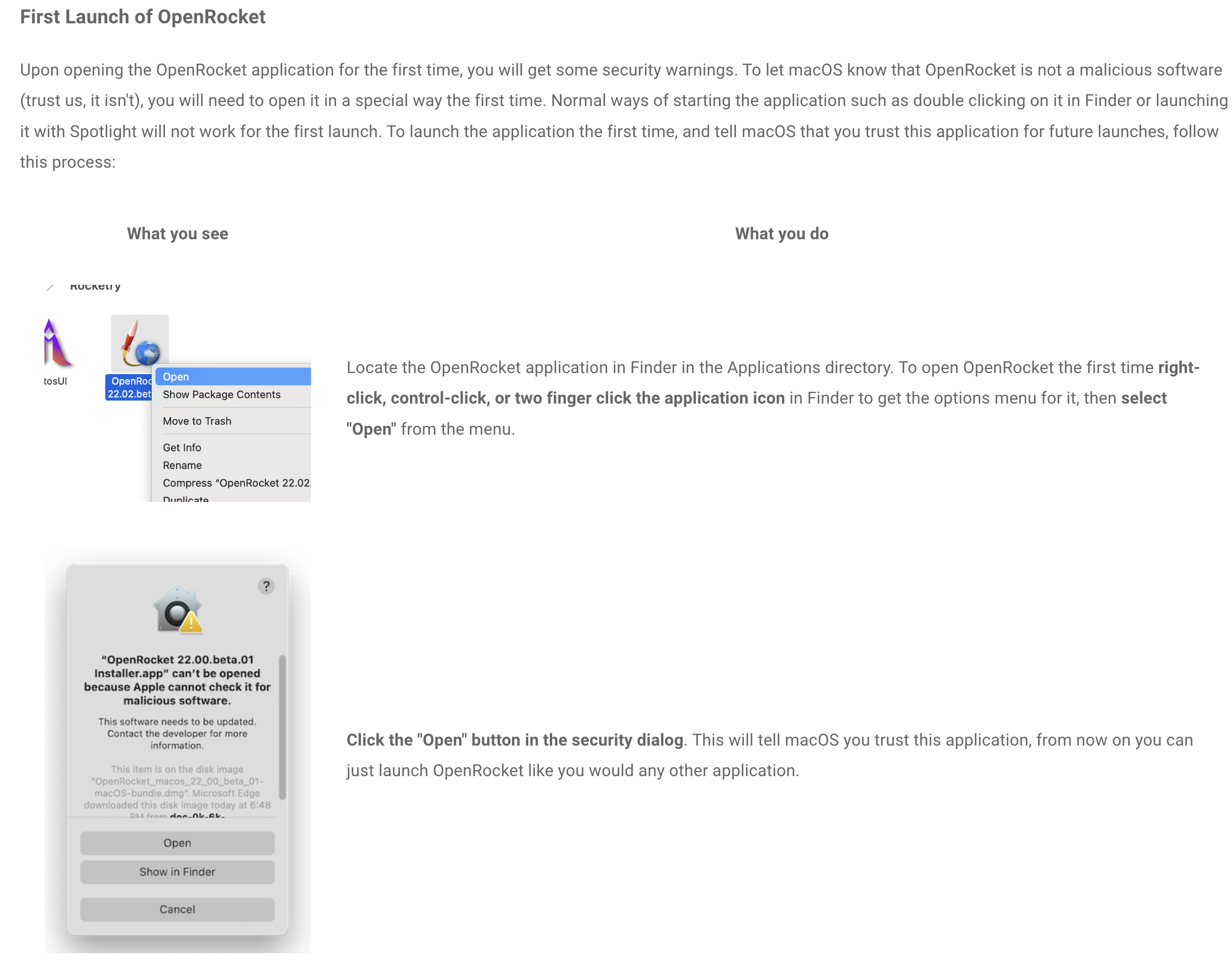 i'm having trouble opening openrocket on my mac because it says "'OpenRocket' cannot be opened