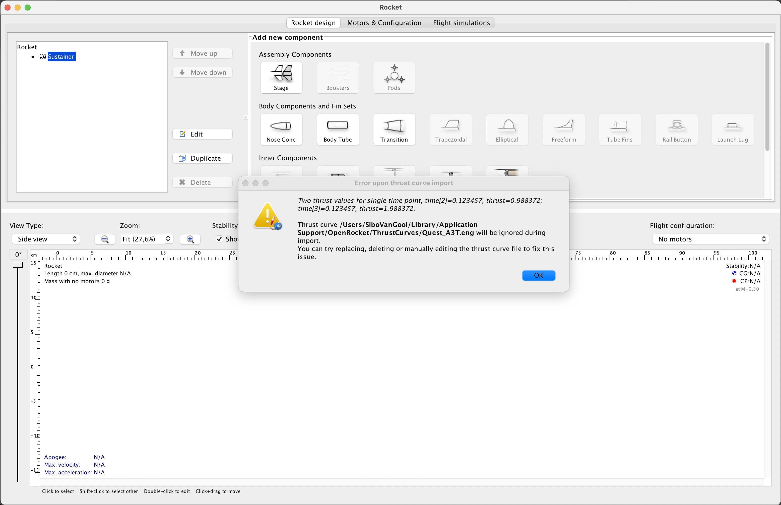 [#1167] Remove modality for thrust curve import error dialog by SiboVG ...