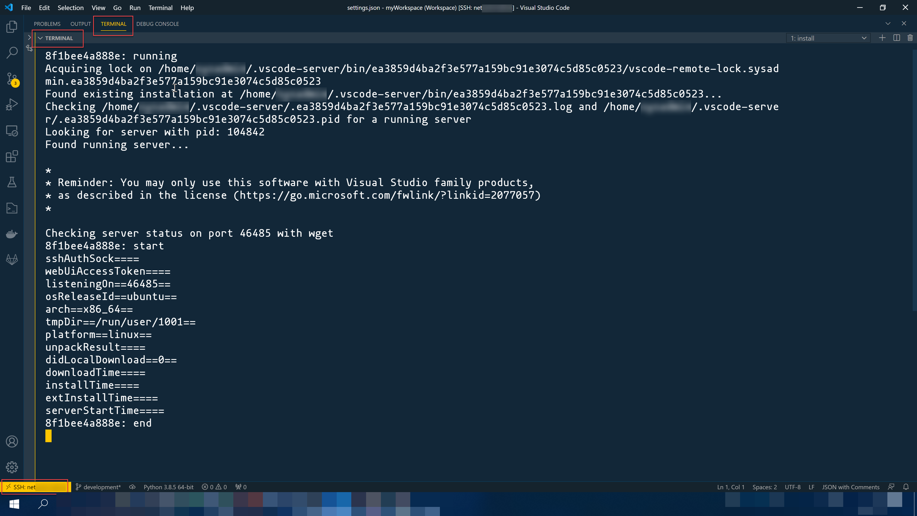Terminal not working when Windows host tries to use RemoteSSH to access Linux host · Issue